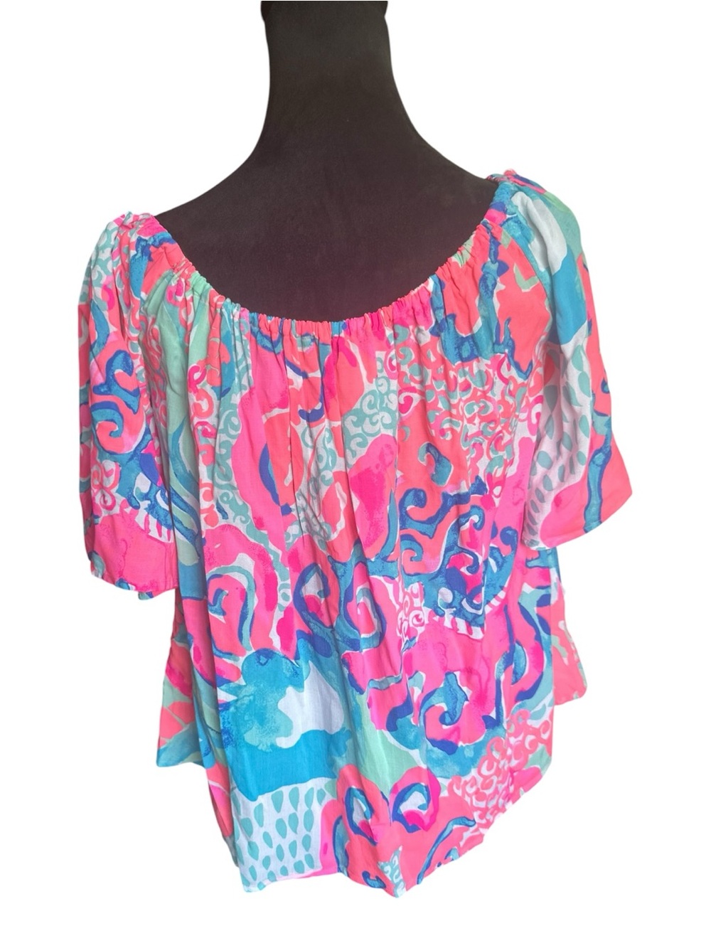 Lilly Pulitzer Sain Off-Shoulder Top – Coral Reef “I’m So Jelly” Small – NWT - Picture 5 of 12
